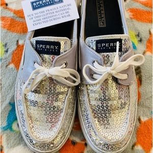 ❤️REDUCED❤️EUC SPERRY DECKSHOES W/SILVER SEQUINS ALL OVER & NONE MISSING SZ-10